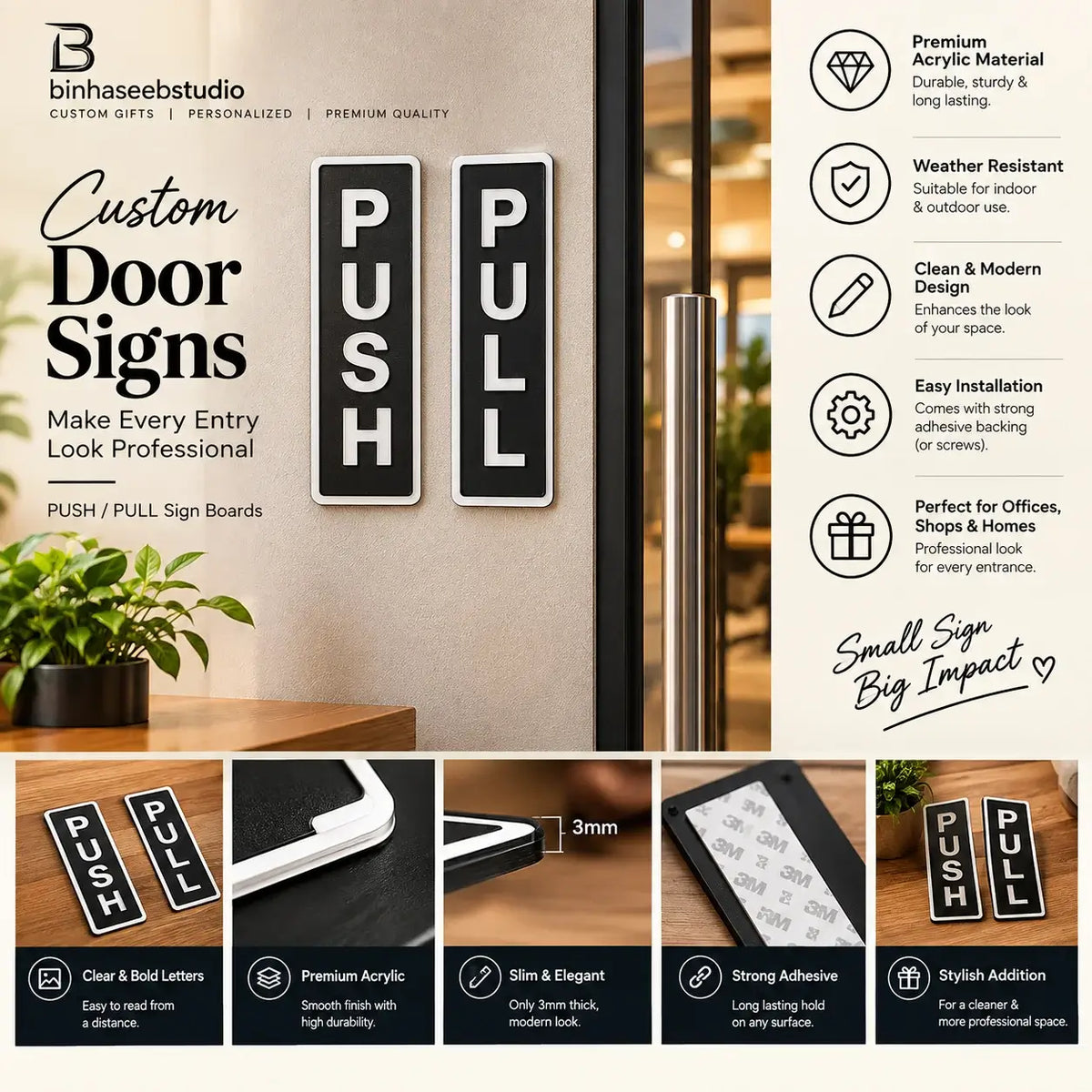 Premium Acrylic Push Pull Door Signs