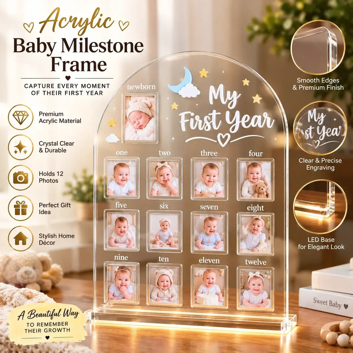 Personalized Acrylic Baby Milestone Frame