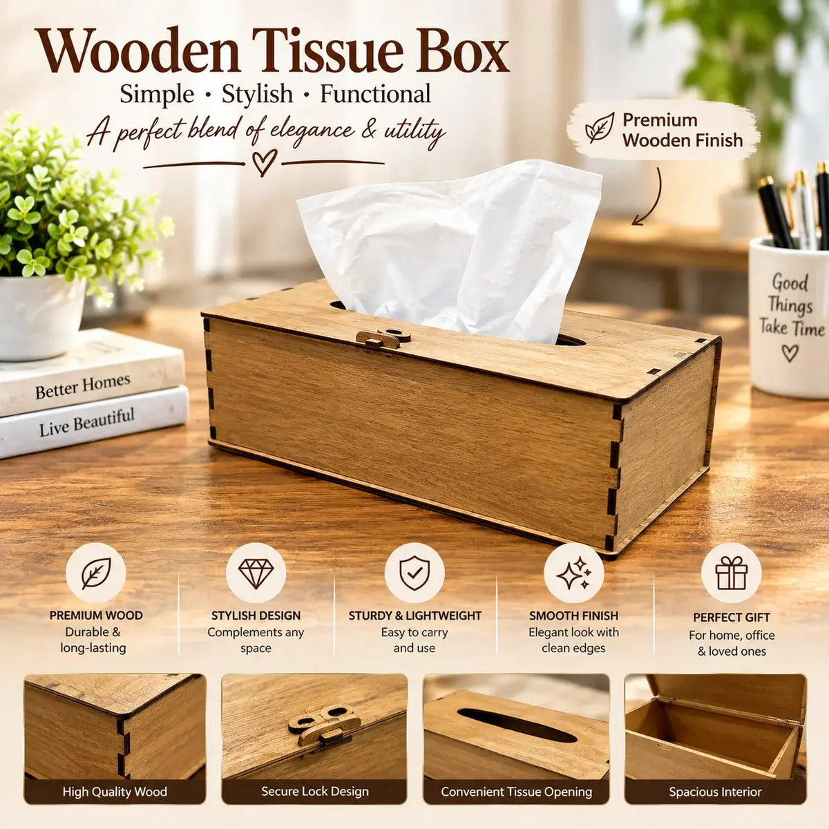 Wooden Tissue Box Cover