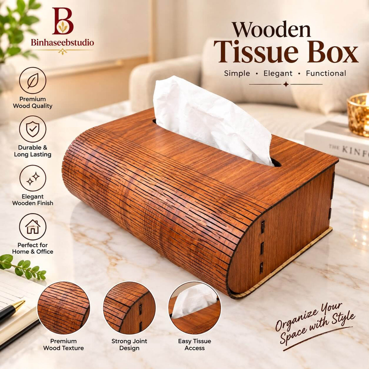 Wooden Tissue Box Cover