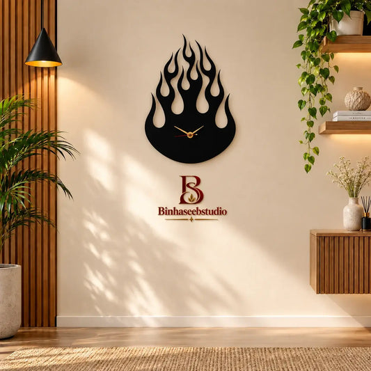 Flame Design Modern Wall Clock – Premium Decorative Wall Art