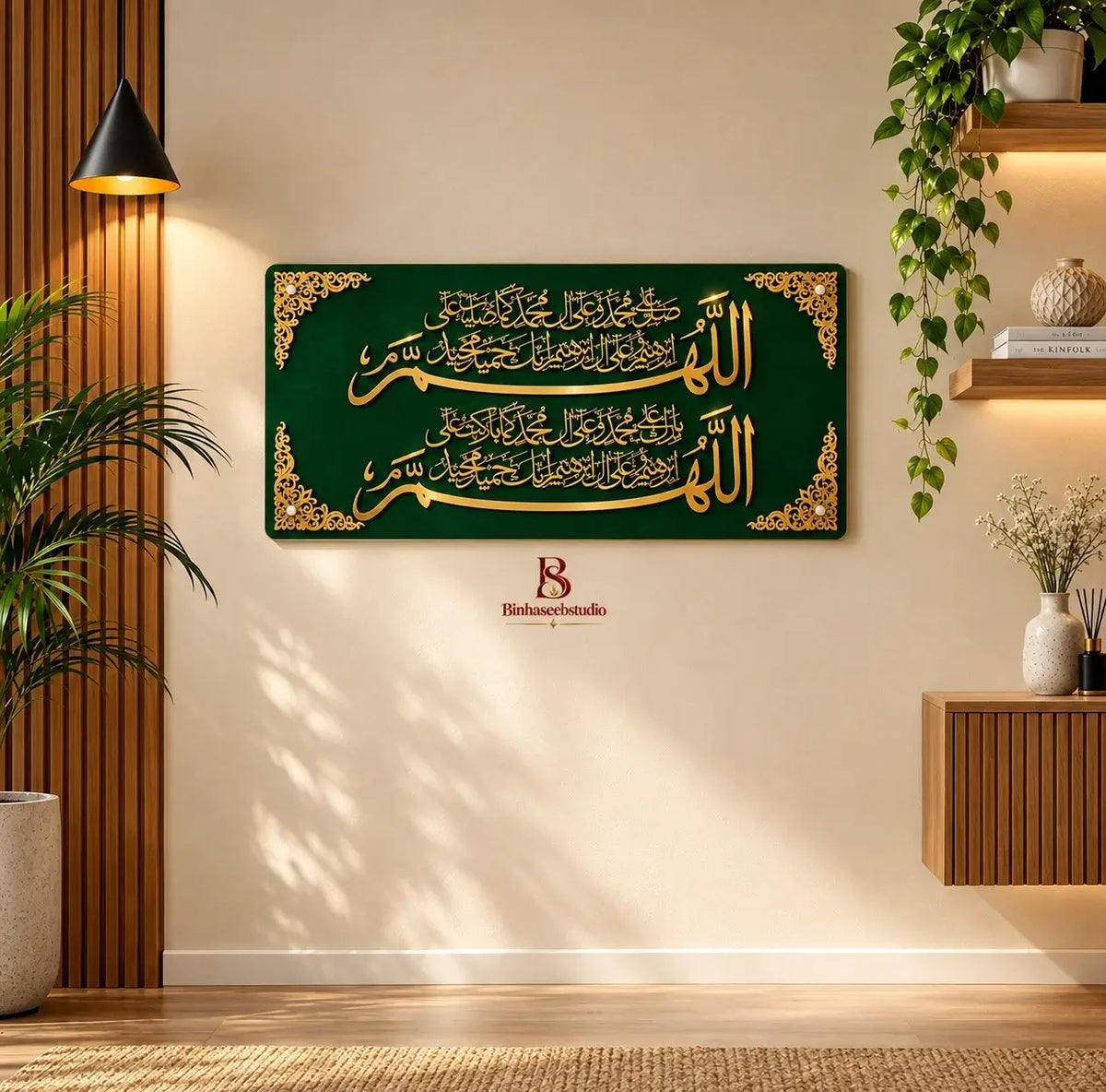 Durood-e-Ibrahim Islamic Wall Art – Emerald Green & Gold