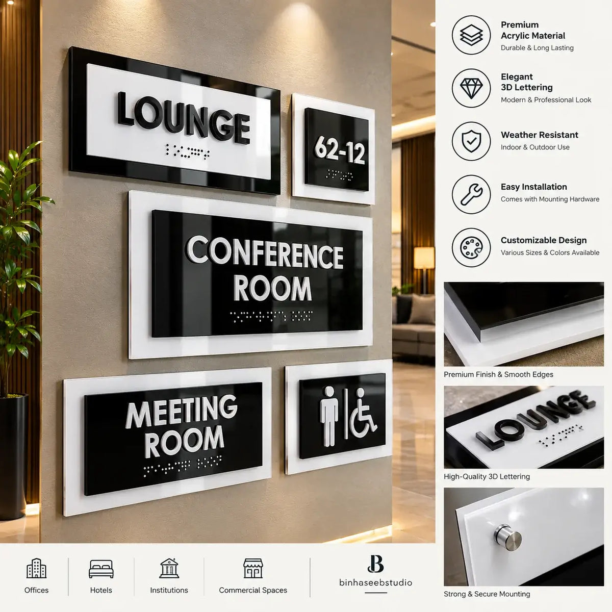 Premium Custom Acrylic Office Door Sign