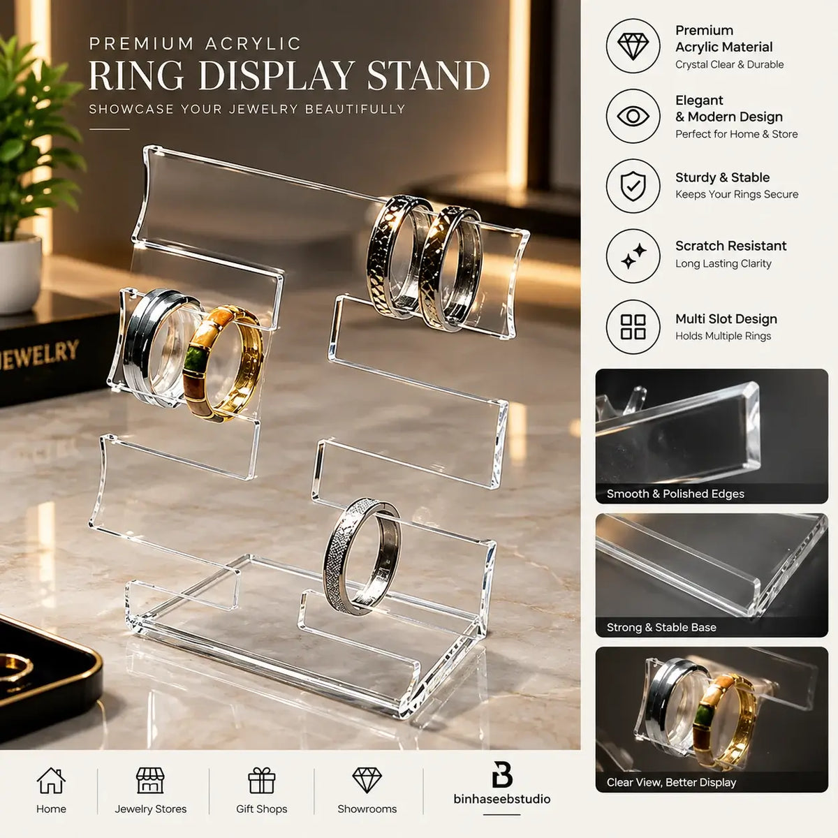Premium Acrylic Ring Display Stand