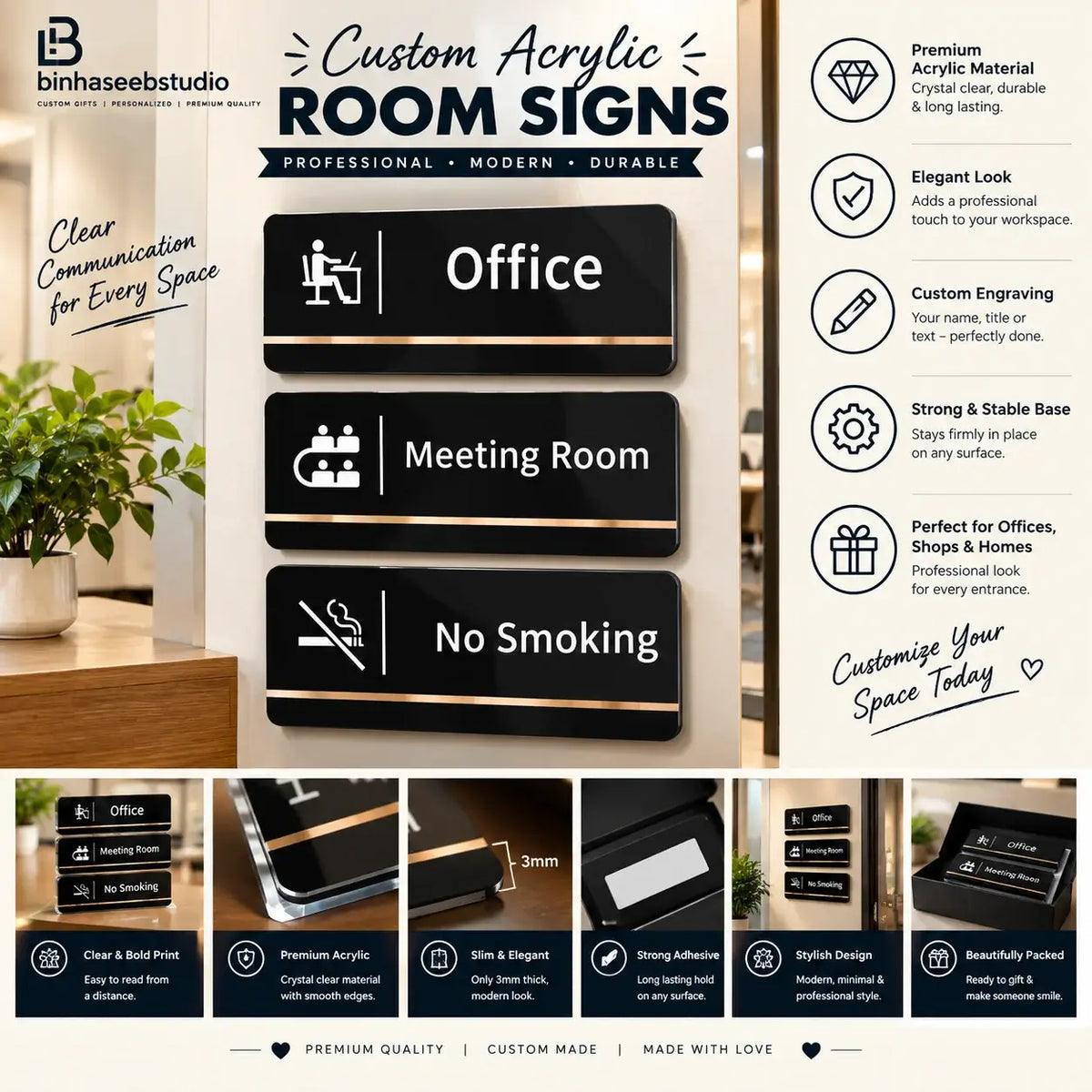 Custom Acrylic Room Signs  Office
